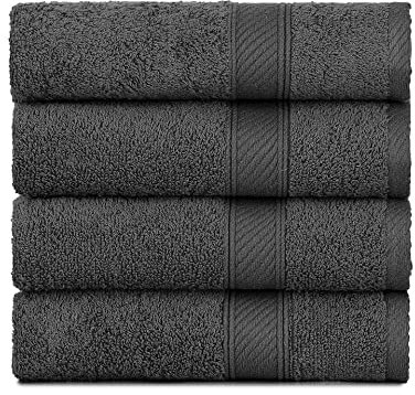 nottoc Frottier Handtücher Set Anthrazit Grau 4 er Pack Baumwolle 50x90 cm, sehr saugfähig, weiches Gefühl, Weich, Frottiertücher Set