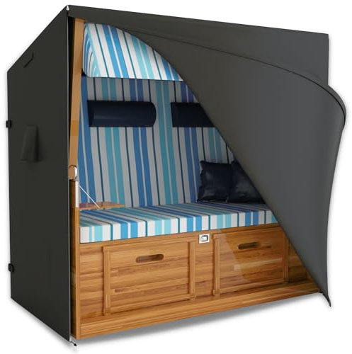 REVALA® Strandkorb Schutzhülle Winterfest | Abdeckung Strandkorb 2 sitzer | Strandkorbhülle 155 x 90 x 160 | UV-beständige Hülle Strandkorb wasserdicht aus 600D Oxford | Inklusive Aufbewahrungstasche