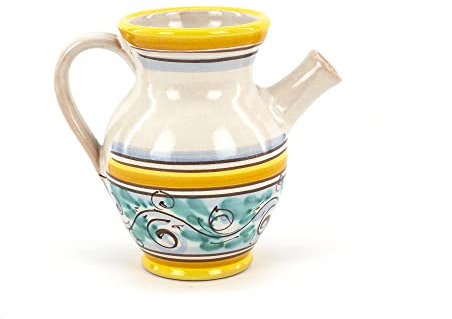 Jarrón con asa, anfora con boquilla, jarra, quartara H 15 de cerámica siciliana de Caltagirone hecha a mano