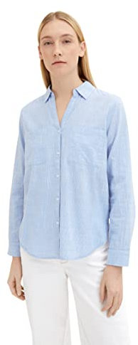 TOM TAILOR Damen Hemdbluse mit Brusttaschen, 22758 - Dreamy Blue, 40
