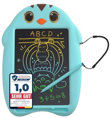 Magicat LCD Schreibtafel Kinder 8,5-Zoll I Ideal als Ostergeschenke Kinder 2026 mit 6 Malvorlagen I Kreativ & umweltfreundlich I Warentest Online Note 1,0 I Blau I Perfekt für Reisen und Zuhause
