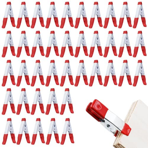FAURAPMNG 40 Pcs 2 Inch Long Metal Spring Clips Clamps, Heavy Duty Small Spring Clamp, Tent Clips with Rubber Tips for Photography Woodworking Camping Home Improvement