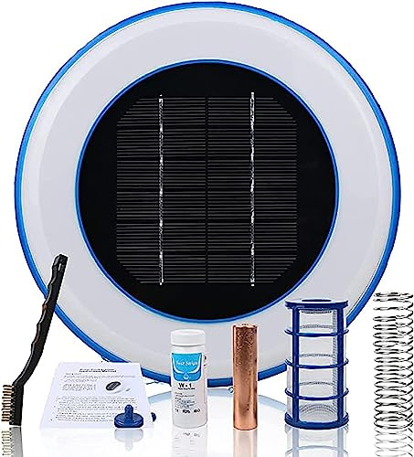 Limpiador y purificador de agua flotante ionizador de piscina, reducción de cloro, capacidad de 35,000 galones, funciona con energía solar, compatible con agua dulce y salada, accesorios de jardín y