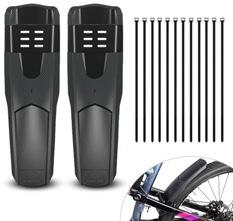 BIZOI 2 Pezzi Set Parafanghi MTB in Twill, Resistenti Bike Mud Guard, Parafango per Bicicletta Anteriore e Posteriore, per Bici da Corsa, Mountain Bike, Road Bike, Biciclette da 20 – 29 Pollici