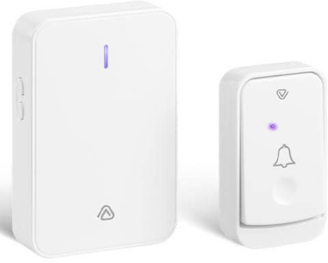 Vlectro Sonnette WiFi Sans Fil Extérieur Étanche – Sonnette Sans Fil Longue Portée Solaire avec 1 Récepteur, Volume Réglable Extra Fort et Installation Facile – Sonnette Sans Fil Étanche – (1, Blanc)
