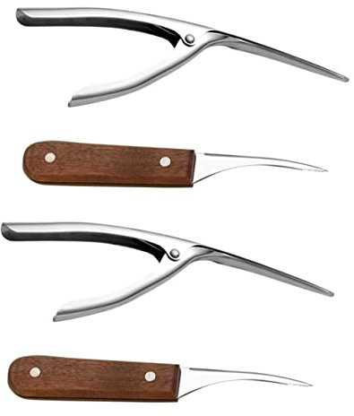 BESTYASH 4 pièces Outil de Déveinage de Crevettes Acier Inoxydable Set Poignée Éplucheur Pratique pour Décorticage Rapide Crevettes