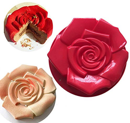 FantasyDay® Stampo in Silicone per Tortiera a Forma di Rosa, 30 x 5 cm Muffa Sapone Handmade Stampi per Biscotti, Tortini, Cioccolato, Torte, Dolci, Muffin, Pudding - Antiaderente & Termoresistente