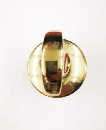 Kit limitatore per porte blindate finitura ottone lucido KIT 5030 ROMAKOL con pomello a mezzaluna completo di rosetta da mm.46 e accessori per un corretto fissaggio.