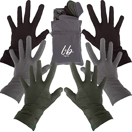 Bamboo Gloves for Eczema, Medium/Large, Women and Men, Dry Hands, Overnight Moisturizing Gloves, 3 Pairs