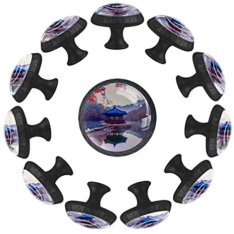 Nature Landscape Pavilion 12 Pack Round Drawer Knobs Pulls Handles 35mm Used for Bedroom, Dresser, Nursery, Playroom