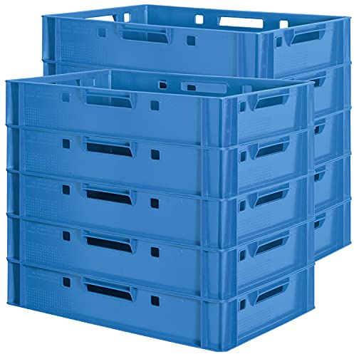 Euro Apilamiento de Plástico Caja Industrial Euro Caja Almacenamiento Eurobox E1 Azul Kingpower, Número:10