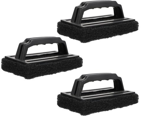 Housoutil Juego de 3 cepillos para Barbacoa de Griddle, Cepillo de Fregar con Mango para Parrilla de Gas, sartenes de Hierro Fundido, Utensilios de Cocina