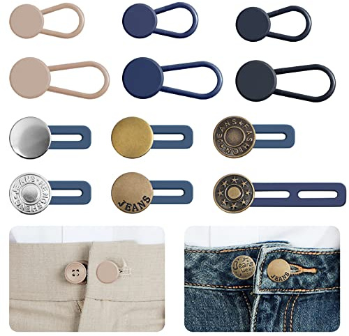Ceryvop 12 PCS Button Extenders for Jeans, Pants - Waist Extenders for Women & Men, No Sewing Instant Waistband Extension 1-1.8 Inches