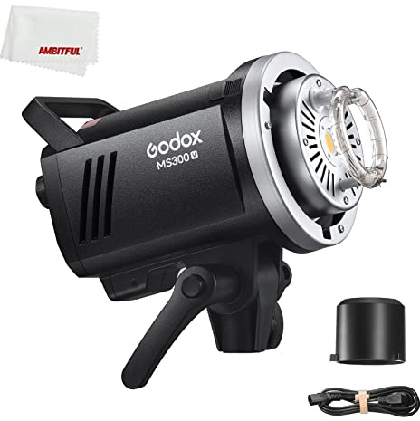 Godox MS300-V MS300V 300W Studio Strobe Flash,5800K±200K,GN58,2.4G Wireless System, Clear LCD Panel,with LED Modeling Lamp, Recycle Time 0.1～1.8S, Bowens Mount Monolight for Photography Flashligh