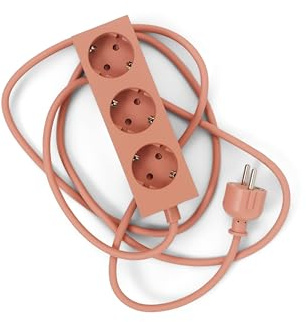 Pedestal Power Bar Mehrfachsteckdose 5m mit Magnetischem Boden (Rosa) - Praktische Stilvolle Steckdosenleiste 3-Fach Magnetisch - Magnetische Dreifachsteckdose - Power Strip 3-Way