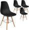 Homewell Esszimmerstühle 4er Set, Ergonomisch Sitz Besteht aus PP-Kunststoff, Modern Küchenstuhl mit Massivholz Beine und Metall Fußstütze (4, Schwarz)
