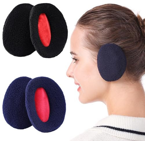 BDSHUNBF 2 Pair Ear Muffs Ear Warmers, Winter Ear Warmers Bandless, Women Earmuffs Ear Bags, Ear Warmer Winter Ear Muffs Winter Polar Fleece Ear Bags Soft Ear for Cold Weather Outdoor Cycling