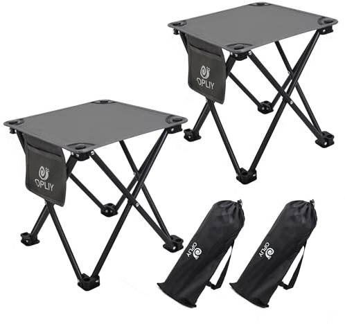 Opliy Camping Stool 2 Pack,13.5 Inch Portable Folding Stool for Outdoor Gardening and Beach Hiking Fishing,Foot Stool with Carry Bag (Gray)