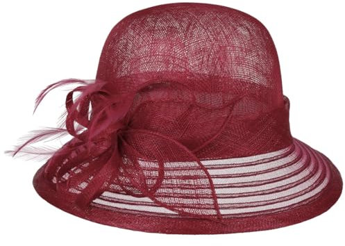Seeberger Leavica Glockenhut mit Crinol Anlasshut Damenhut Strohhut Sonnenhut Damen - Ripsband Sommer Frühling-Sommer - One Size rot