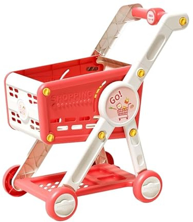 Oshhni Carrelli della Spesa Giocattolo, Carrelli a Mano per Supermercati per L'apprendimento Precoce, Carrelli Giocattolo per Bambini, Bambine, Neonati, Rosso