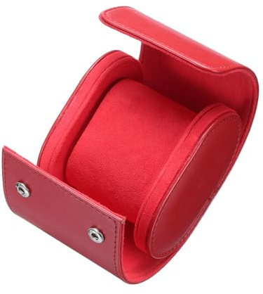 sourcing map Leather Watch Travel Case 1 Slot Watch Roll Storage Box Red | Single Organizer for Men Women Watch Holding Storaging Displaying