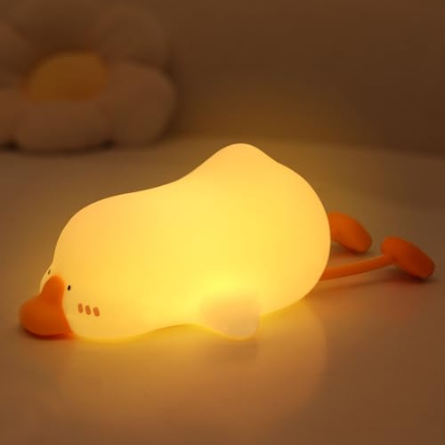 IHALO Papera Luce Notturna Bambini, Luce Silicone Notturna Per Animali Dimmerabile, LED Neonati Con Timer 15 Minuti Set di 7 Colori RGB, Controllo a Sfioramento, Ddatta Decorazione Della Stanza Regalo