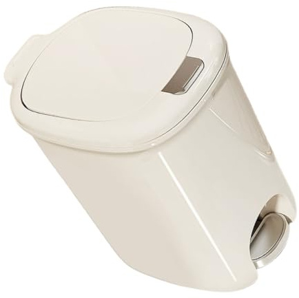 PRETYZOOM Flip Lid Trash Can Cream White for Bathroom Office Waste Basket Garbage Container