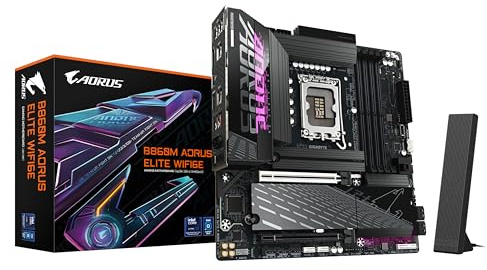 GIGABYTE B860M AORUS Elite WIFI6E Mainboard - Intel Core Ultra CPUs, 12+1+2+1 Phasen VRM, bis zu 9200MHz DDR5, 1xPCIe 5.0 + 2xPCIe 4.0 M.2, 2,5 GbE LAN, WiFi 6E, Thunderbolt