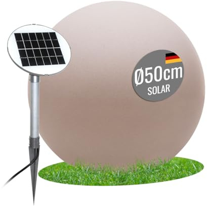 8 seasons Lampada a sfera solare di design, 50 cm, brillante Globe (sabbia), luce bianca calda, sensore crepuscolare, resistente alle intemperie, grande lampada solare per esterni (giardino, terrazza,