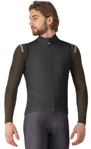 CASTELLI Men’s Perfetto Air Vest, Packable Breathable Wind Protective Cycling & Biking Apparel for Road Cycling & Biking - Light Black - Large