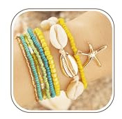 LOCCY Bohemian Multi-Layer Bracelets Stackable Stretch Strand Bohemian Beaded Bracelet Colorful Boho Handmade Ankle Bracelets Set Crystal Beaded Bangles Jewellery Gifts for Women Girls (Yellow)