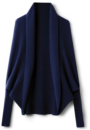 Ciovkis Donna Lana Merino Misto Oversize Cardigan 2025 Autunno Inverno Apertura Frontale Maglia a Costine, L