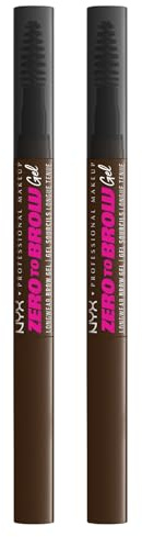 NYX Professional Makeup Gel Sopracciglia Zero to Brow Longwear 07 Espresso Effetto Naturale Transfer Resistant Tenuta fino a 2 Giorni Formula Vegana con Scovolino - Set da 2