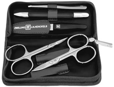 Zwilling – Set manicure 5 pezzi – Manicure – Forbici per unghie – Pinzette – Cura delle unghie – Custodia con cerniera – Custodia in pelle – 13,8 x 6,5 x 2,5 cm – Nero