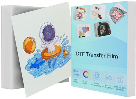 DTF - Pellicola di trasferimento glitterata A4, 20 fogli di pellicola di trasferimento DTF, pellicola PET peeling a freddo per magliette, carta a trasferimento termico PET su entrambi i lati, carta