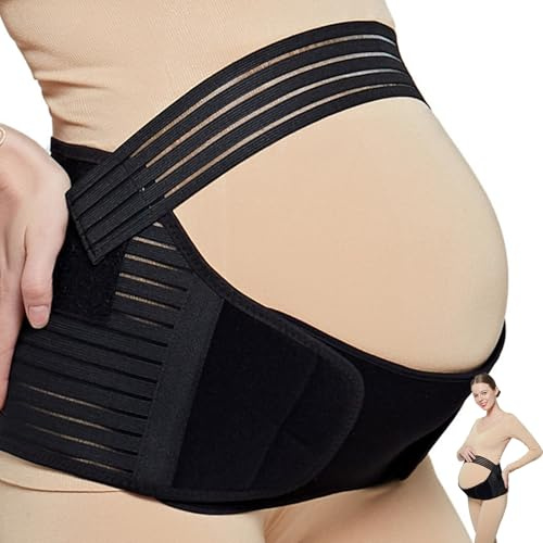 Ideal Swan 3 in 1 Pregnancy Support Belt, Pregnancy Belly Band Back Support, Adjustable Maternity Belt, Breathable Abdominal Binder Back Brace Relieve Lower Back, Pelvic, and Hip Pain for Pregnancy