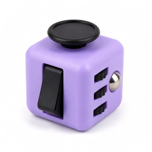 Fidget Cube Sensory Item – 6 Sided Finger Fidget Cube – Portable Purple Desk Gadget for Office, Workspace, Home and Travel