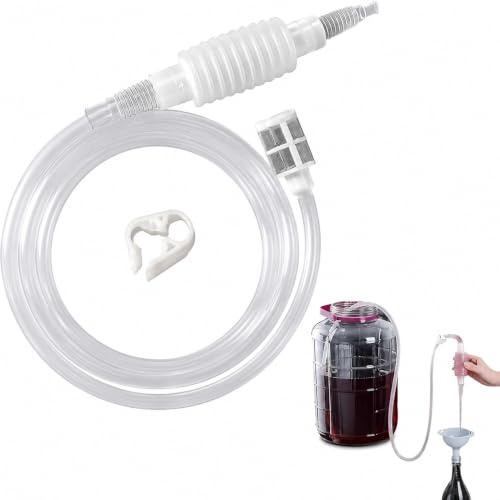 1.6m Manual Brewing Siphon Tube with Filter, Wine Syphon | Wine Making Equipment, Squeeze Pump with Mesh Filter & Flow Stop Clip for Wine Beer Juice