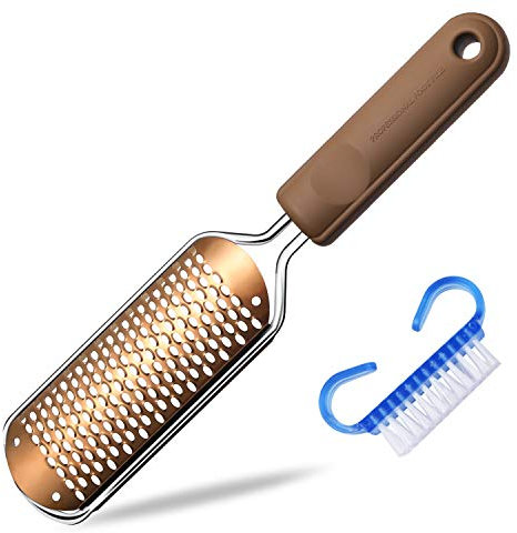 Fußfeile, Fußfeile, professionelle Fußraspel – Callus Remover für Pediküre, Edelstahl, doppelseitiger Fußreiniger zum Entfernen abgestorbener Haut (Kupfer)
