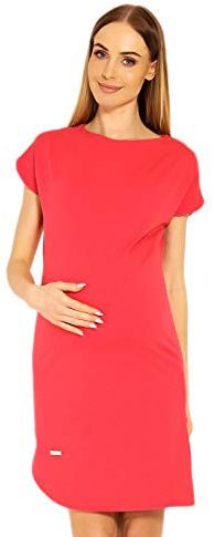Selente Mummy Love Vestito Basic Premaman di qualità, Asimmetrico Corallo, XXL