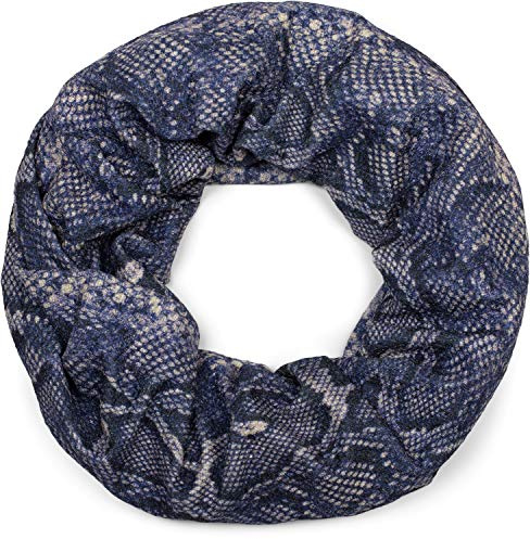 styleBREAKER Bufanda de lazo para damas con patrón de fitón de serpiente y superficie brillante, bufanda de manguera, bufanda 01017127, color:azul