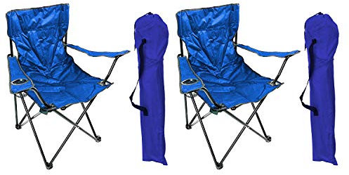 2'er Set Anglersessel Campingstuhl Faltstuhl Anglerstuhl Regiestuhl Blau mit Getränkehalter und Tasche