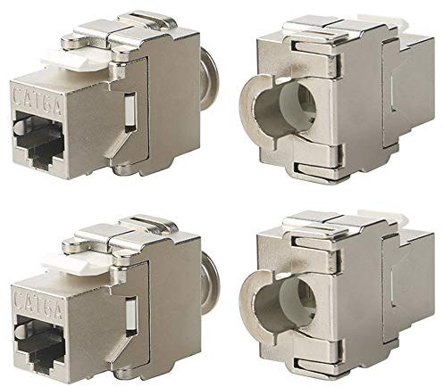 Greluma 4 Pezzi Modulo Keystone per Cavo CAT 6A - 10 Gbps Alloggiamento Metallico Schermato Snap Lock - Connessione Senza Attrezzi al Pannello Patch Modulare