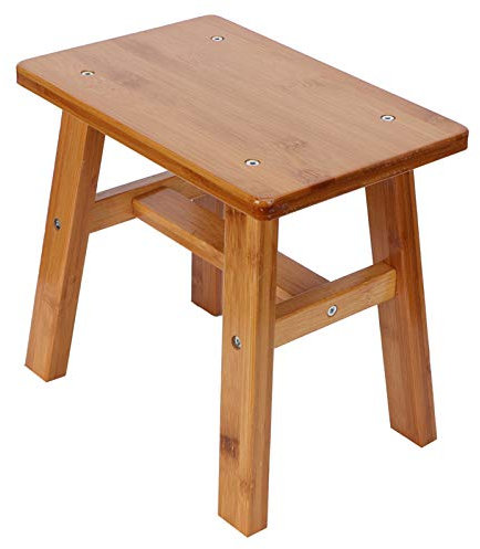 LIZEALUCKY Small Bamboo Stool, Wooden Stool, Small Bench, Bathroom Stool, Plant Stool, Make-up Stool, Multipurpose Low Stool Children's Bench(M Square bamboo stool)