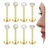 Morfetto 16G G23 Titan Tragus Labret Piercing Gold Lippenpiercing Ashley Medusa Piercing Lippe Ohrpiercing Zirkonia Stern Flat Piercing Ohr Knorpel Tragus Helix Piercings Titan 10mm