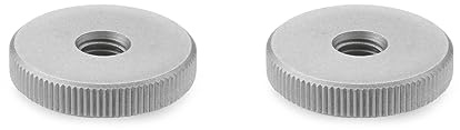 Ganter Normelemente Dadi zigrinati piatti | Dadi zigrinati (forma bassa) | DIN 467-M12-NI | 2 pezzi | acciaio inox satinato | Filettatura: M12