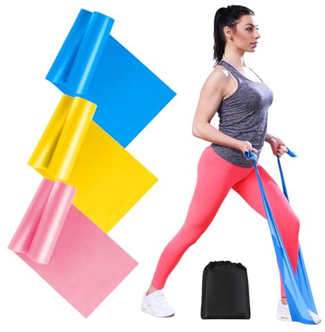 AiQInu Bande Elastique Musculation 3 pièces,2M Bande Élastique Fitness,Elastique Sport avec 3 Niveaux de résistance, Bande élastique idéale pour Yoga, Pilates