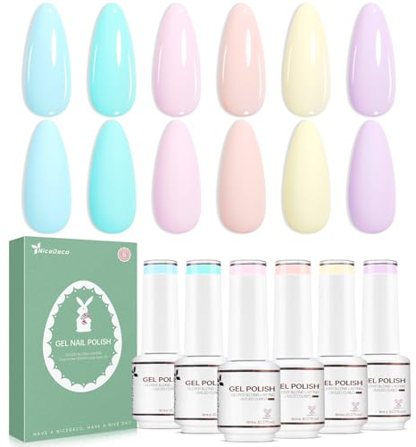 Nicedeco Gel Nagellack Set Pastell 6 Farben UV Nagellack Pastellfarben 8ml Frühling Sommer Soak Off Gel Nagellack Set 6-20