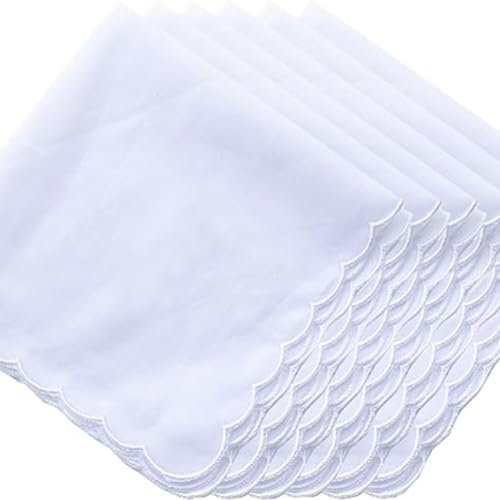 Rockreyoa 30x30cm Damen Taschentuch aus Reiner Baumwolle Weiß Stoff Taschentücher Klein Stofftaschentücher für Alltagsgebrauch Hochzeit Bankett Reise Party 2 Stück