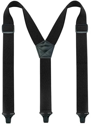 JEMYGINS Herren Outdoor Hosenträger Y-Typ längenverstellbar mit robusten Kunststoffschnallen Schwarz